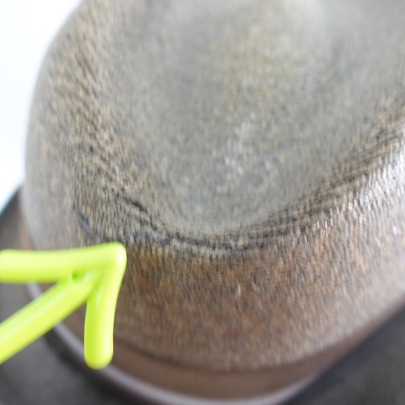 VINTAGE KNOX Hat Adult 7 1/4 Brown Panama Straw Trilby Jazz Cuban Summer 90s - Picture 12 of 16